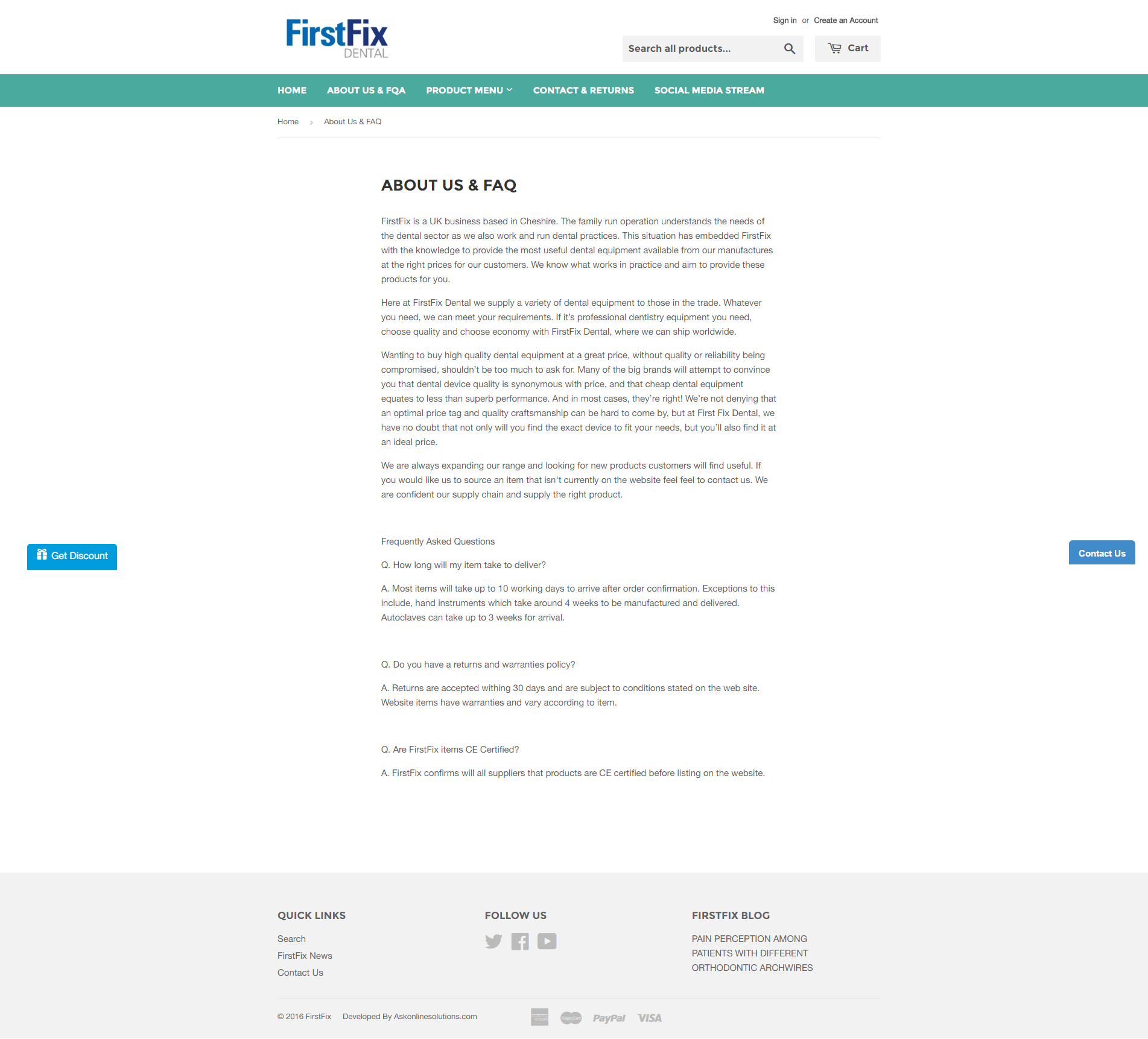 Ask Online Solutions Portfolio FirstFix Dental About